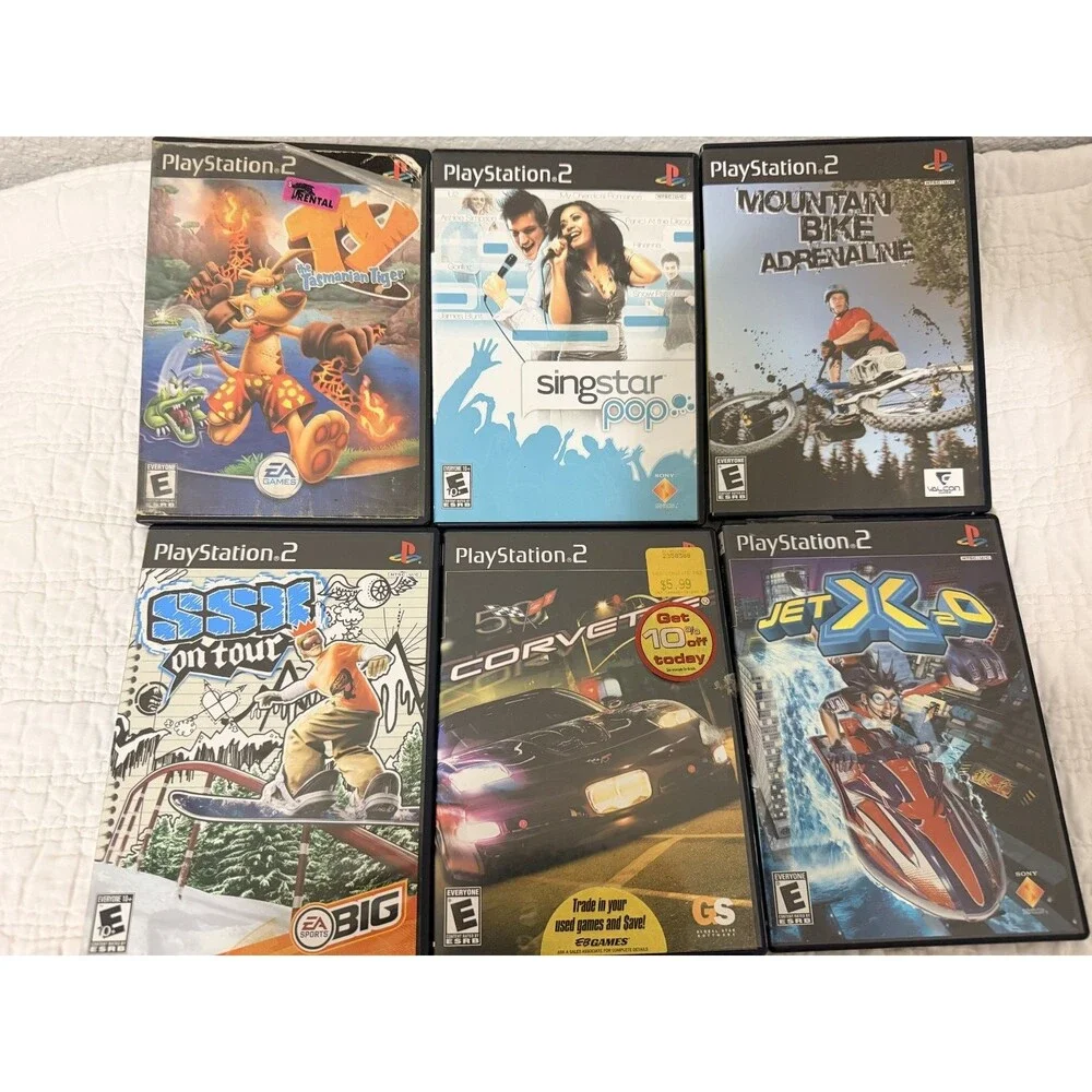 Playstation 2 lot of 6 games SSX, Jet Xo, Ty, Corvette, Singstar